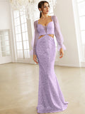 Cutout Mesh Flounce Sleeve