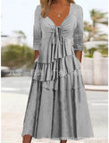 Dress Women 2023 Spring Drawstring Irregular Long Sleeve Spring Lace Up Long Dresses V-neck Boho Streetwear
