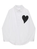 Fashion Women's Long Sleeve Shirts Korean Loose 2022 Fashion Harajuku Heart Pirnted Casual Streetwear Female Blouse