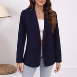 Spring And Autumn Fashion Casual Splicing Collar Repair Cardigan Temperament Suit
