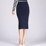 Winter Bodycon Skirt Women Stretchable Split Skirt Mid Calf Slim Pencil Skirts For Women Female Knit