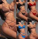 Toloer New Bikini Outer Single Swimsuit Split Women's Swimsuit Solid Color Strap Sexy Bikini B317Q-Outfit