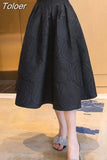 Skirt for Women 2023 Faldas Mujer De Moda High Waist Slim Floral Vintage Black Skirts A-line Temperament Office Lady
