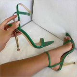 party new metal high heels simple word with pointed toe stiletto high heel sandals shoes sandals women women shoes open toe