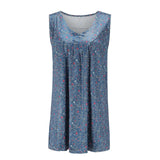 Loose Sleeveless Long Tank T-Shirt V-Neck Home Sleepwear Ladies Tops Floral Print Fashion Women Sexy Casual Vest