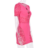 Sisterlinda Autumn Sexy See Through Bodycon Mini Dress Women Casual Street Short Sleeve Hollow Out Party Clubwaer Female