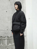 New Spring Stand Collar Black Single Pocket Stitch Large Size Warm Cotton-padded Coat Women Jacket Fashion