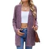 New Solid Color Pit Grinding Long Sleeve Casual Cardigan Coat-Outfit