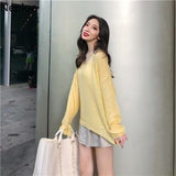 Woman Sweaters Sexy V-neck Knit Oversized Top Fashion Y2K Sweater See Through Thin Jumper Korean Elegant Women's