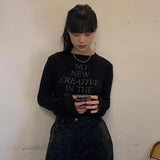 Jennie Same Tops Korean Fashion Letter Print T-shirt Kpop Designer Clothes Grunge Crop Tops Y2k Vintage Streetwear