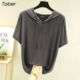 T-shirts Women Hooded Fashion Loose Casual All-match Korean Style Solid Simple Y2k Aesthetic Футболка Женский Cozy Chic
