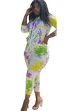Colorful Wavy Print 2pc Pants