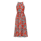 Summer New Bohemian Sexy Dew Shoulder Long Dress Women Sleeveless Print Dress Slim Casual Spring Summer Holiday