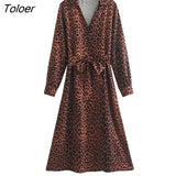 Vintage Women Long Sleeve Printed Dress Casual V-neck Lace-up Floral Long Dress Bohemian Fashion Vacation Beach