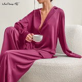 Loose 2 Pieces Womens Pantsuits Sleepwear Casual Suit Home Clothes Single Breasted Oversized Set Sexy Nightie