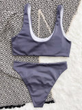 Bikini U-Neck Solid Sleeveless Two Piece