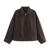 Autumn Women's Fashion Three-Color Solid Color Zipper Wool