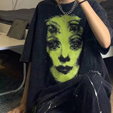 Grunge Ghost Face Graphic T-Shirt-Outfit