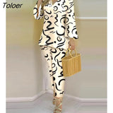 Print Women's Sets Casual Suit Spring Summer Long Sleeve Loose Top Slim Pencil Pants 2 Pieces Set 2023 Lady Outfits