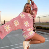 Tossy Knitted Women's 2 Piece Sets Outfits Casual Pink Floral Sweet Oversized Sweater Suit With Shorts For Women 2021