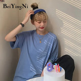 Cotton Harajuku T-shirt Female Loose Casual Korean Hipster Woman's T Shirt 2020 Summer Basic Vintage Tops Women