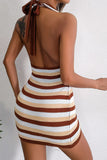 Halter Neck Backless Knit Mini