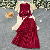 Folded T-Shirt With Irregular Hembo Skirt Dress Suit