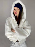 Casual Zipper Up Long Sleeve Short Fleece Hoody