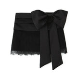 New Silk-Sense-Sensitive Bow Trim Lace-In-Use 466114 Miniskirt