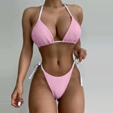 Solid Color Swimsuit Women Swimwear Summer 2022 Sexy Bikini Hollow Out Swimsuit Thong Biquini Bikini Set Bathing