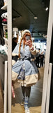 Yskkt Women Lolita Autumn Coat Warm Fur Collar Bowknot Dress Jacket Fashion Sweet Princess Breasted Overcoat Halloween