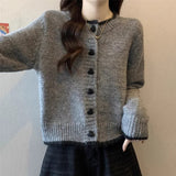 Toloer And Autumn 2025 New Sweater Coat Women's Design Color Love Button Knitted Shirt Short Long-Sleeved