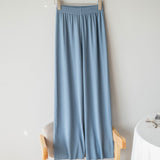 Quality 2022 Ice Silk Women's Pants High Waist Full-lenth Loose White Black Pants Casual Long Wide-leg Pants Women