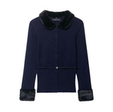 Homemade New Women's Armificed Turf Effect Spliced Knitted Coat