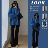 Lazy Blue Sweater Women's Autumn And Winter 2025 New Explosion Thick Cloth With Knitted Bottom