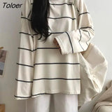Women Students Striped Chic Streetwear Harajuku All-match Prevalent Long Sleeve Teens Top Unisex Camisetas Tender