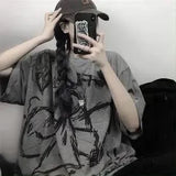 Black Japan T Shirt Loose Summer Oversize T Shirt Women Harajuku Punk Short Sleeves T-shirts Tops Tee Hip Hop T-Shirt for
