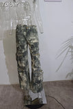 Fashion Women's Jeans High Waist Multi Pocket Loose Streetwear Camouflage Denim Cargo Pants Summer 2023 New Tide
