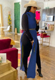 Toloer Turtleneck Side Slit Long Sweater Top 102-0-Outfit