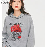 Women Sweatshirts 2022 Autumn Long Sleeve O Neck Loose Hoodies Doodle Hand Drawn Pattern Casual Streetwear