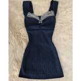 Lace Stitched Knitted Sling Vest Dress Women's New Retro Ass
