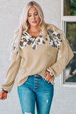 Print Quarter Button Waffle Knit