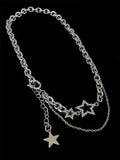 Silver Necklace with Rhinestone Star Pendant and