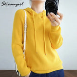 Sweatshirts Hoodies Women Autumn Winter 2021 Solid Knitted Pullovers Winter Clothes Women Sweatshirt With Hood