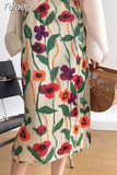 Skirts for Women 2023 Faldas Mujer De Moda High Waist A-line Loose Print Long Jupe Fashion Folds Split Pleated Chic