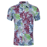 of 2019 American size Short-sleeved Men's Hawaiian Shirts Short-sleeved Beach Printed with Tencel Cotton shirts US
