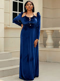 Size Halter Neck Puff Sleeve Velvet