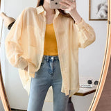 Striped Sunscreen Women's Spring And Summer 2025 New Thin Thin Chiffon Shirt Mid-Long Open Shirt