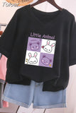 Plus Size T Shirt 100% Cotton L-5XL Tshirt Short Sleeve Women Top 2023 Summer Cartoon T Shirt V Neck Oversized T