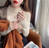 2022 Pullover Elegant Knitted Sweater Women Fashion New Jumper Bottoming Long Sleeve Knit Top Ruched Sweater Mujer